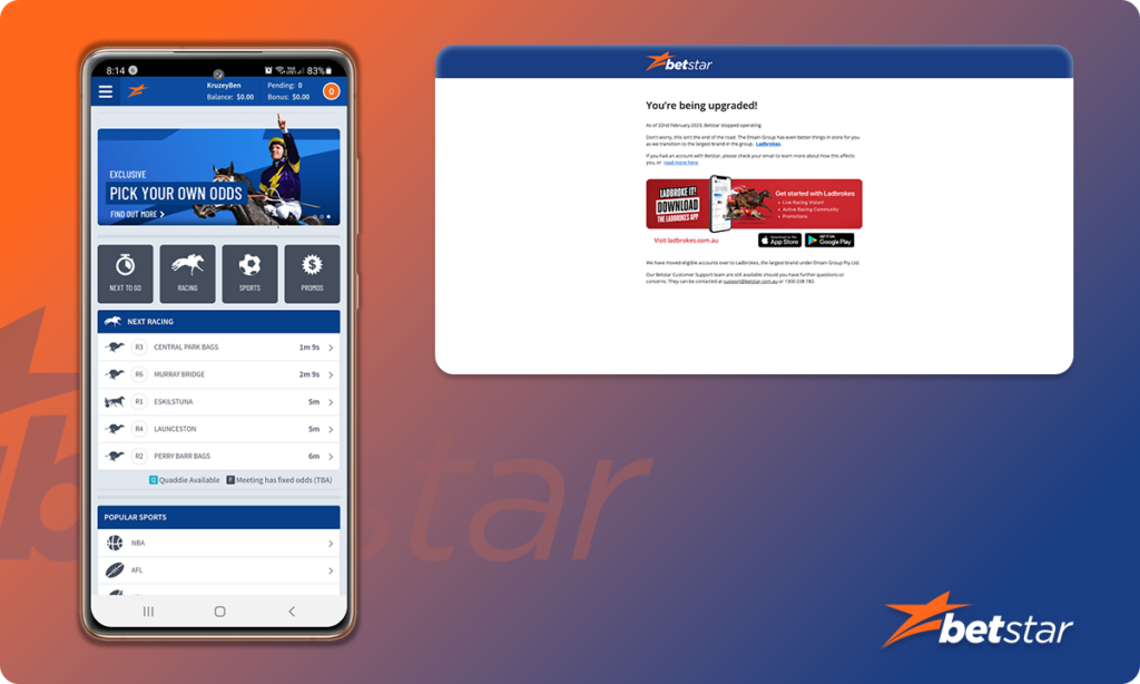 Betstar Betting Site User Interface