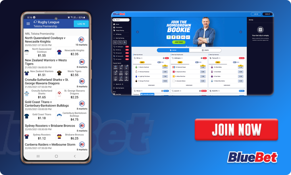 BlueBet Betting Site User Interface