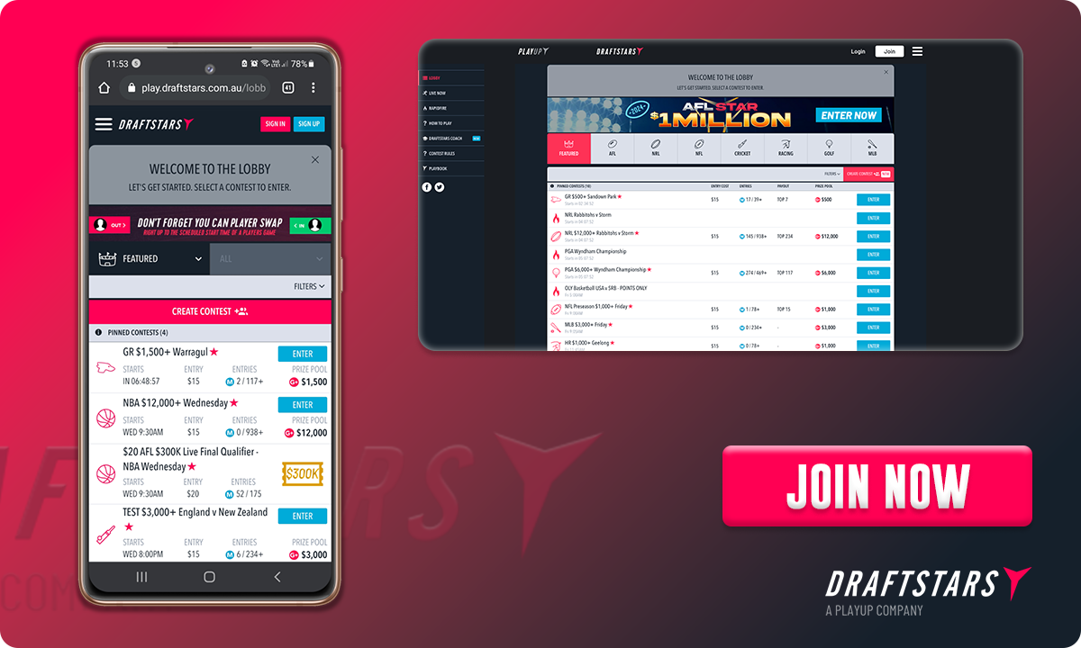 Draftstars Betting Site User Interface